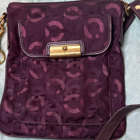 Coach Handbags - Coach Dark Purple Crossbody Bag zipper  has gold coach zipper pull   9by 7/12